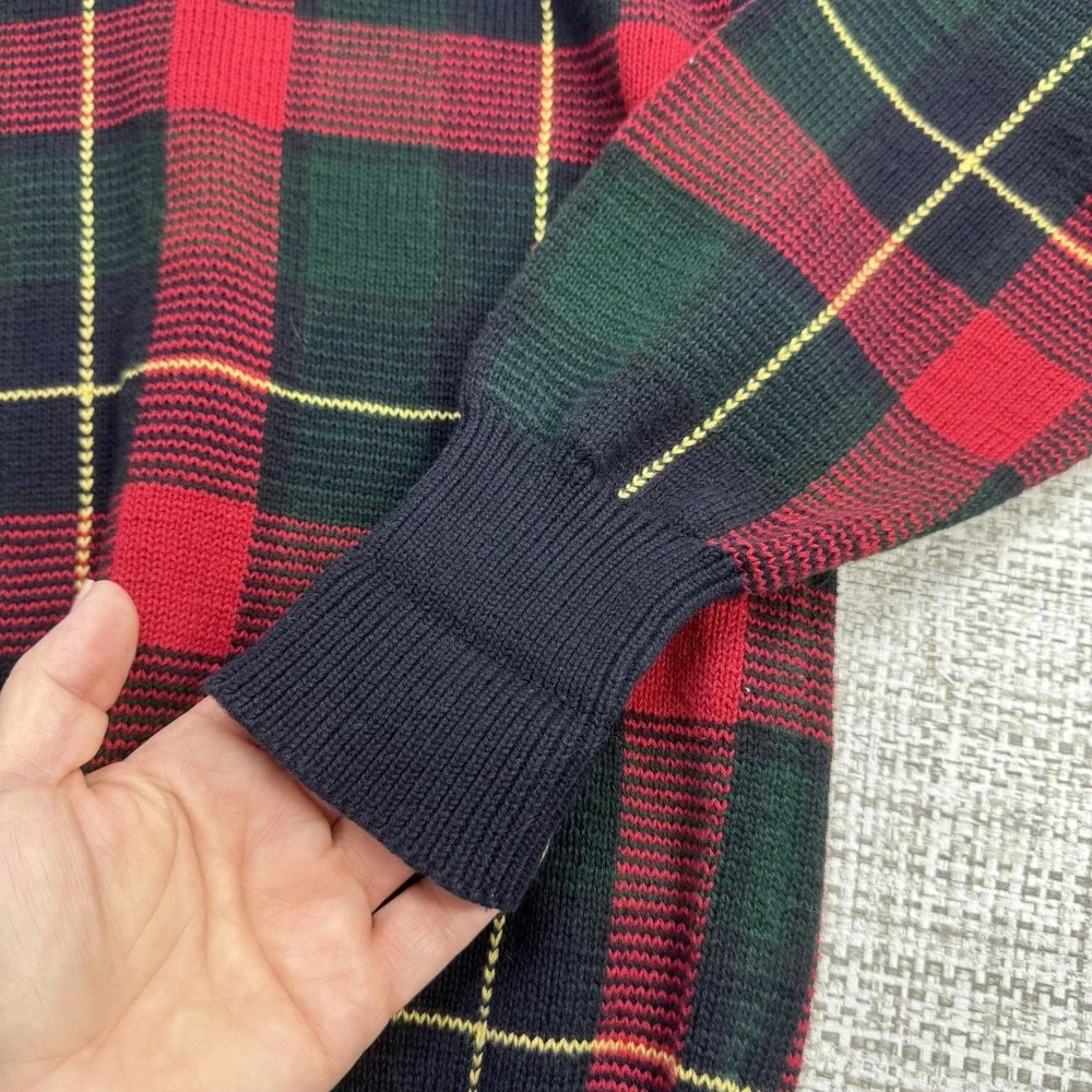 Vintage POLO RALPH LAUREN Scottish Red Tartan Plaid Heritage'Sweater Shield Logo